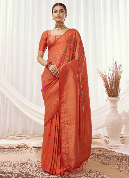 Orange Colour Rajyog Rajpath Airawat Silk New Designer Ethnic Wear Exclusive Saree Collection 16002